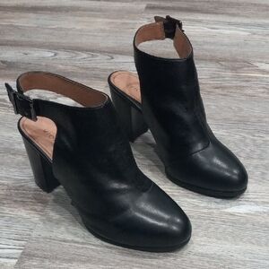 Vionic Lacey Women's Black Open Heeled Booties Leather Size 9M